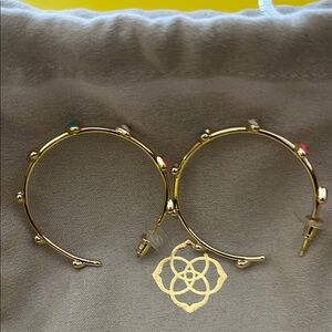 Kendra Scott Gold Hoop Earrings with Multicolor heart Accents